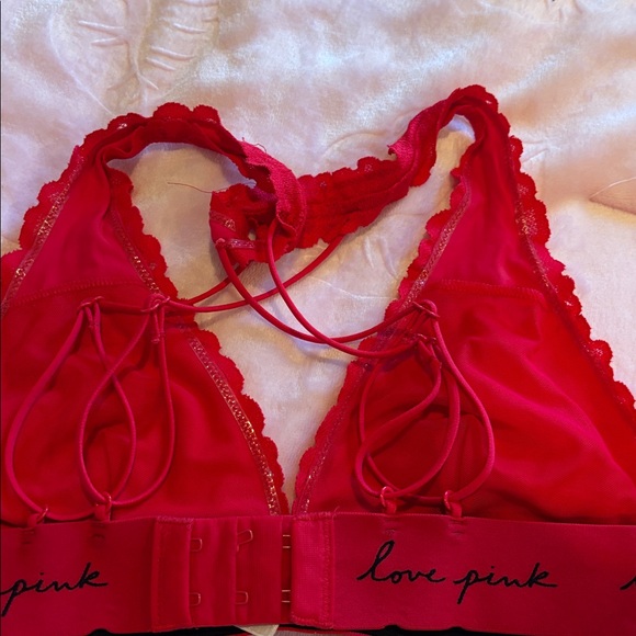 PINK Victoria's Secret Lace Bralette - Vibrant Red - Picture 6 of 8